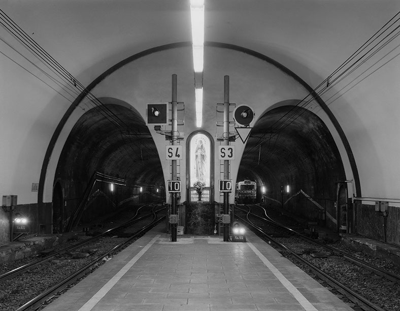 A photograph of the Flaminio train station from John Riddy's series 'Rome'