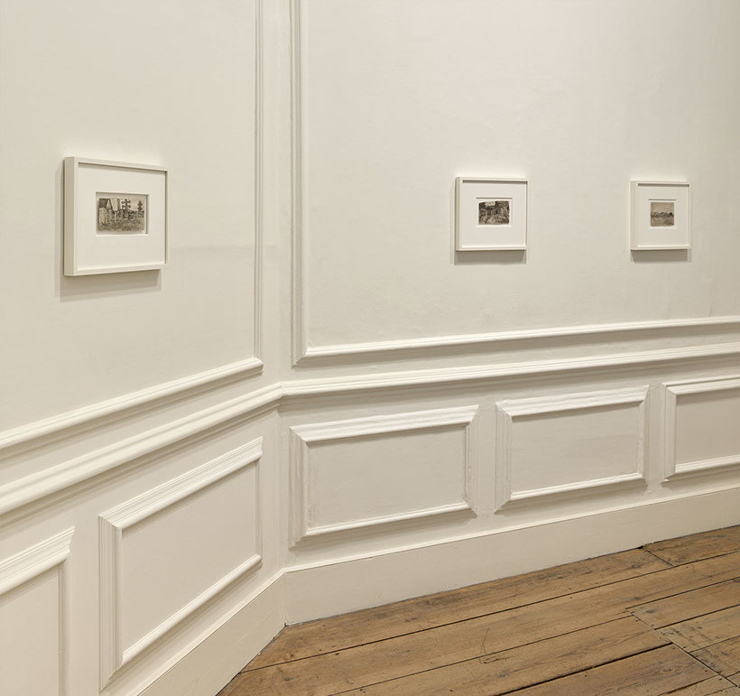 Installation view of John Riddy's exhibition with James Castle - "Of Things Placed" - at Frith Street Gallery in 2015