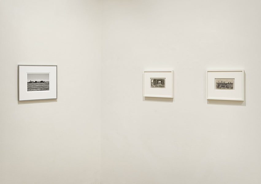 Installation view of John Riddy's exhibition with James Castle - "Of Things Placed" - at Frith Street Gallery in 2015