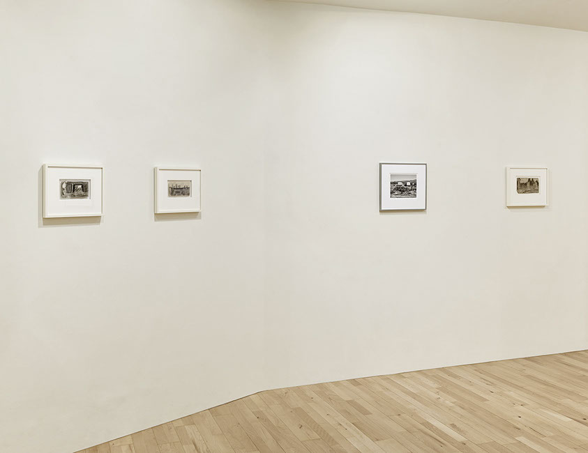 Installation view of John Riddy's exhibition with James Castle - "Of Things Placed" - at Frith Street Gallery in 2015