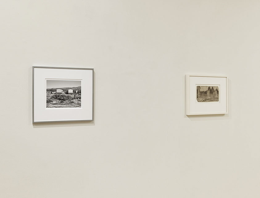 Installation view of John Riddy's exhibition with James Castle - "Of Things Placed" - at Frith Street Gallery in 2015